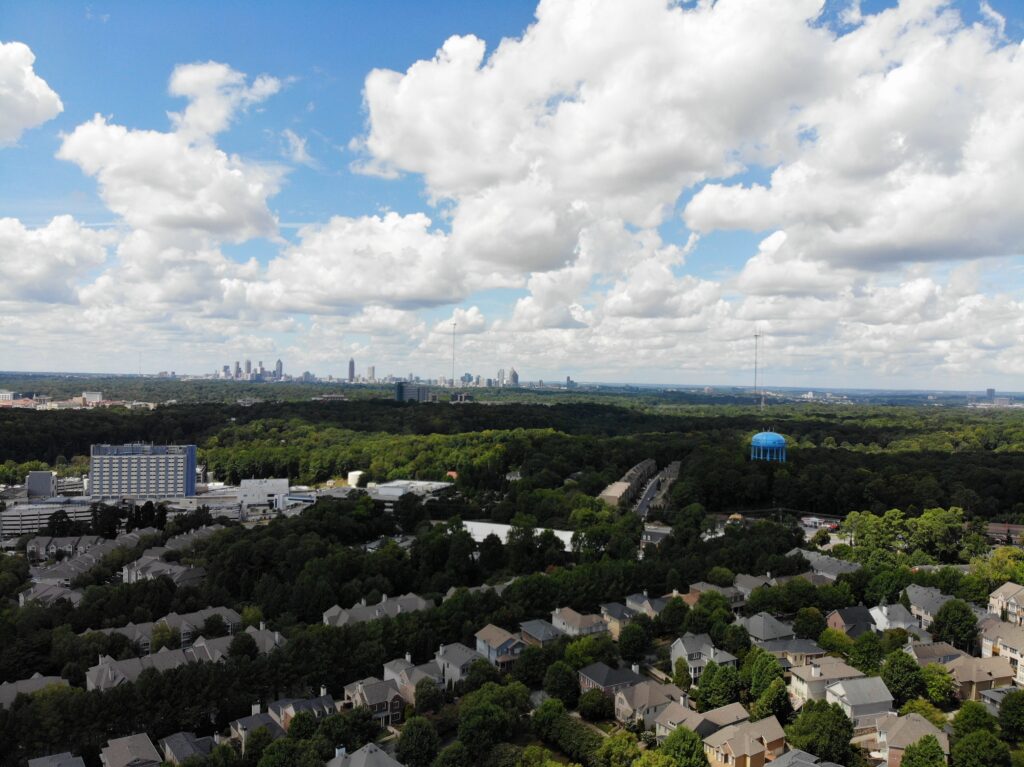 Drone Shot Emory to Downtown North East Atlanta