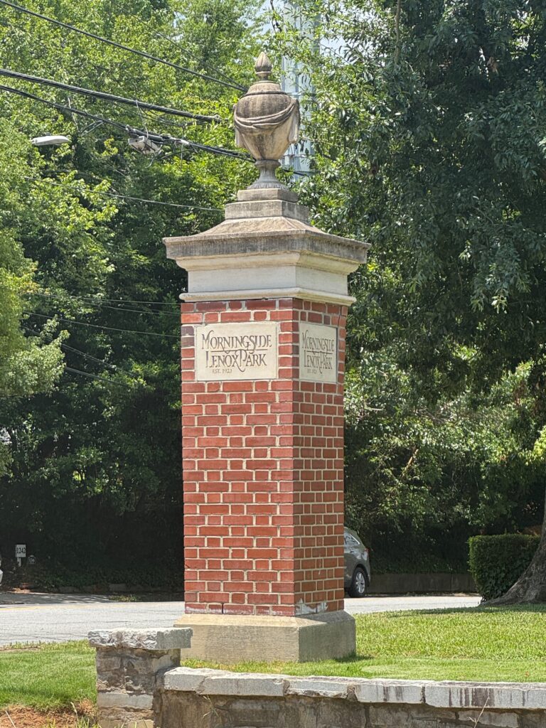 Morningside Lenox Park neighborhood marker, Atlanta GA